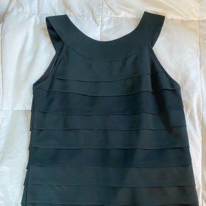 Black dressy tank top, pleated, Large